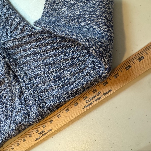 Express Marled Blue Cable Knit Tunic Sweater Medium Dolman Sleeves High Low - Picture 10 of 12